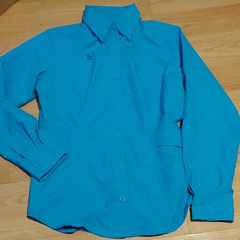 Reel Legends Turquoise Button Down Shirt Sz SM